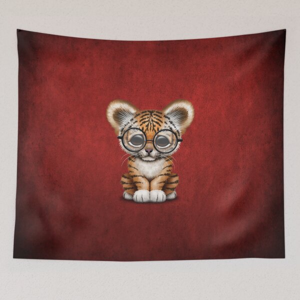 Item preview, Cute Baby Tiger Cub Wearing Glasses on Red designed and sold by JeffBartels.