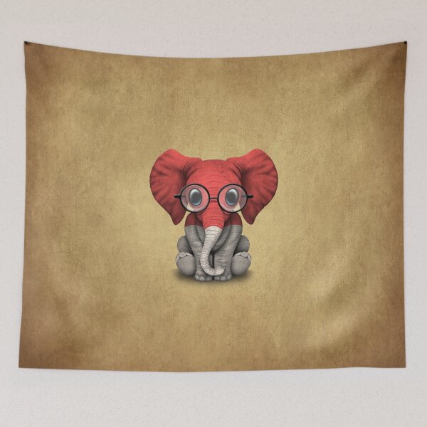 Item preview, Baby Elephant with Glasses and Indonesian Flag designed and sold by JeffBartels.