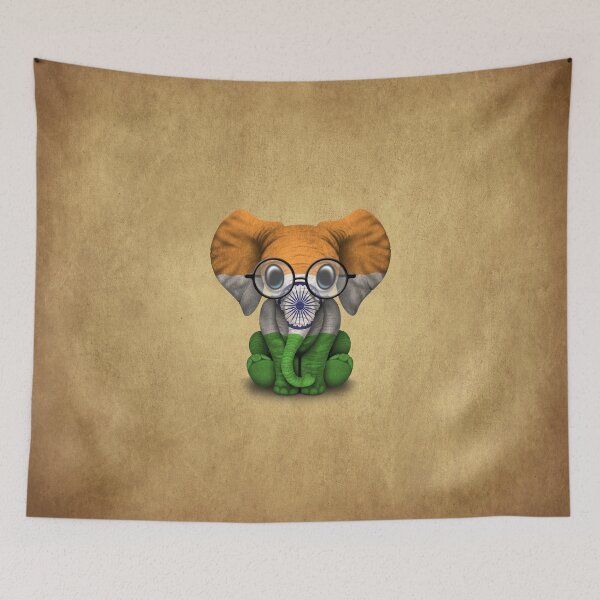 Item preview, Baby Elephant with Glasses and Indian Flag designed and sold by JeffBartels.