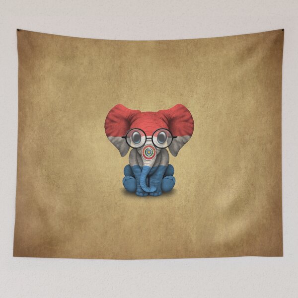 Item preview, Baby Elephant with Glasses and Paraguay Flag designed and sold by JeffBartels.