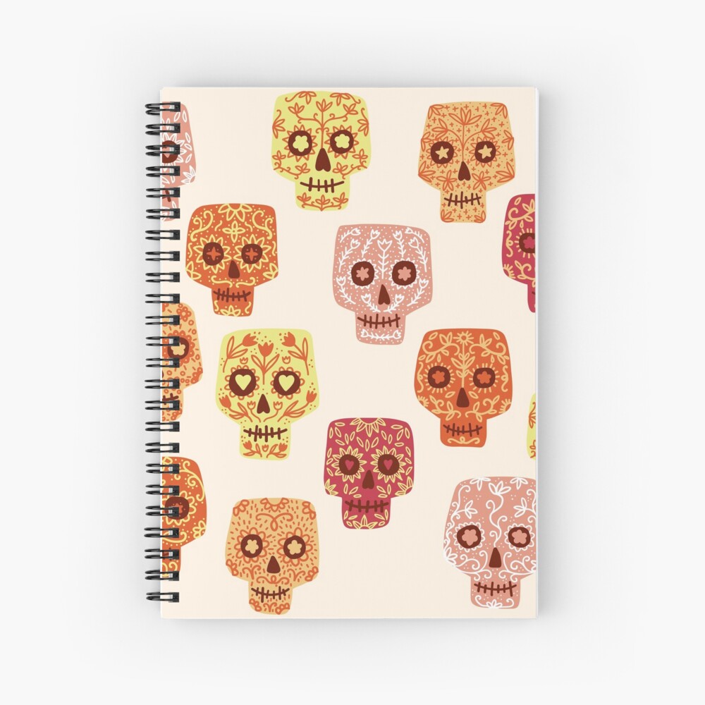 Dia de los Muertos Mexican Decorated Sugar Skull Art Spiral Notebook