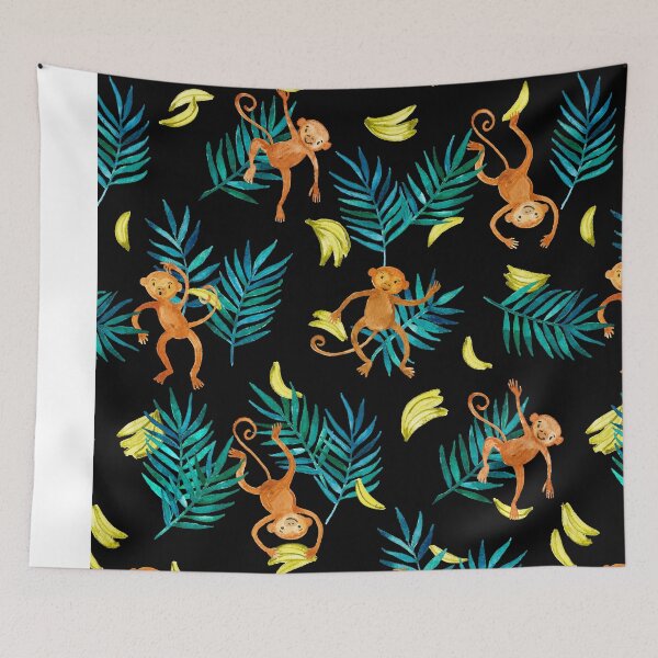 Item preview, Tropical Monkey Banana Bonanza on Black designed and sold by micklyn.