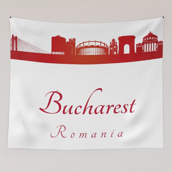 Item preview, Bucharest skyline in red designed and sold by paulrommer.
