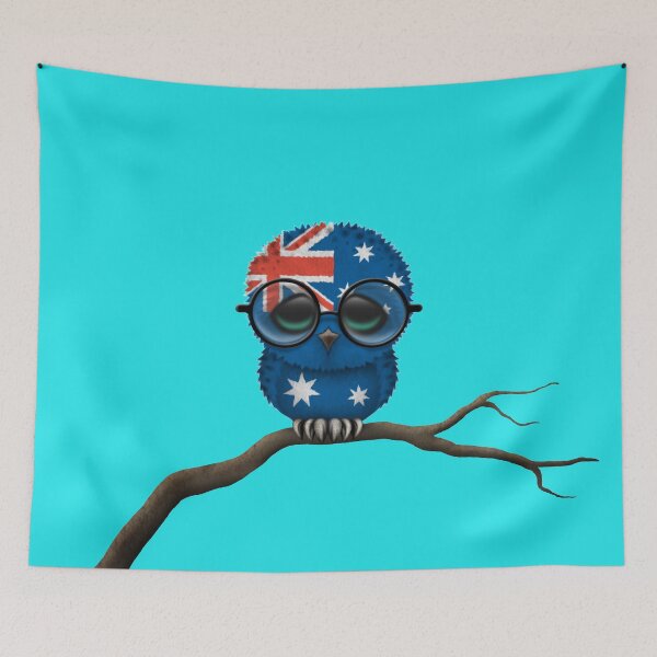 Item preview, Nerdy Australian Baby Owl on a Branch designed and sold by JeffBartels.