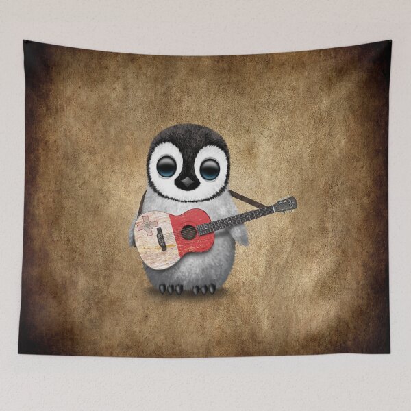 Item preview, Baby Penguin Playing Maltese Flag Guitar designed and sold by JeffBartels.