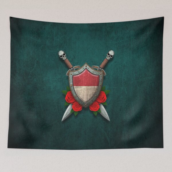 Item preview, Indonesian Flag on a Worn Shield and Crossed Swords designed and sold by JeffBartels.