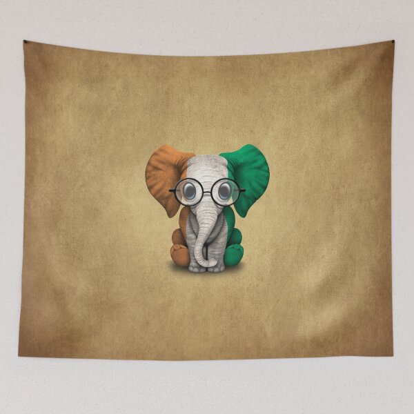 Item preview, Baby Elephant with Glasses and Ivory Coast Flag designed and sold by JeffBartels.
