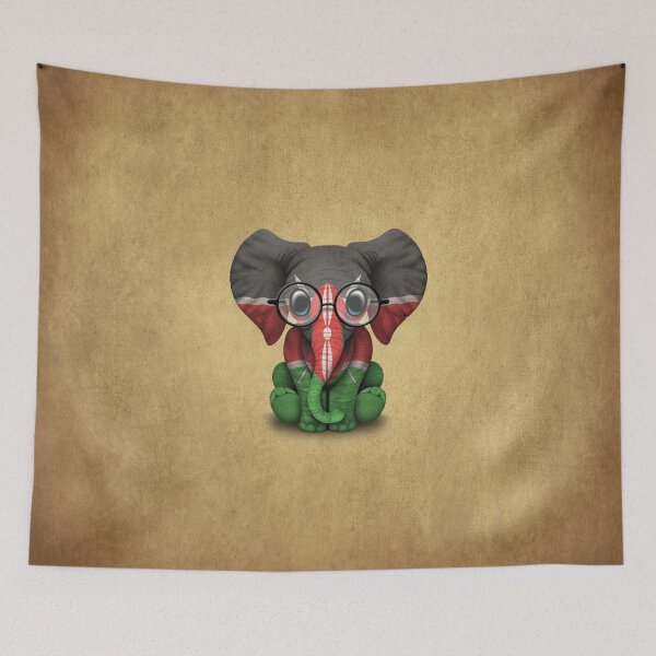 Item preview, Baby Elephant with Glasses and Kenyan Flag designed and sold by JeffBartels.