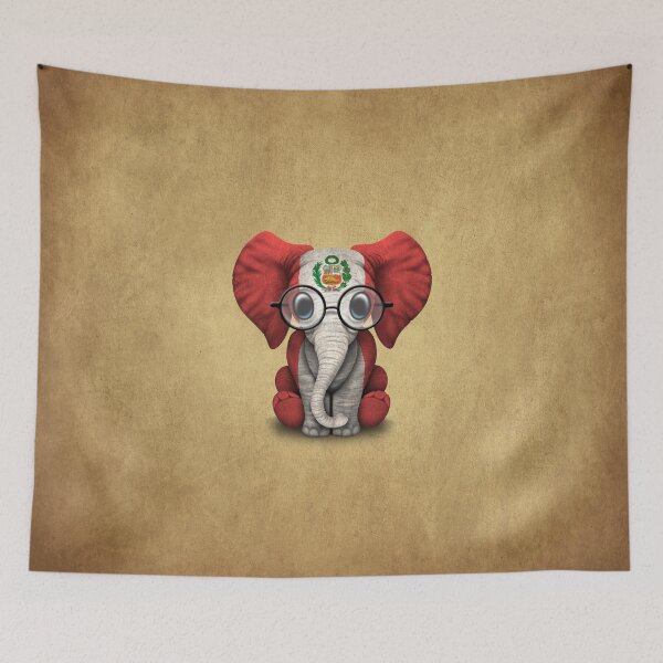 Item preview, Baby Elephant with Glasses and Peruvian Flag designed and sold by JeffBartels.
