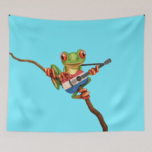 Item preview, Tree Frog Playing Paraguay Flag Guitar designed and sold by JeffBartels.