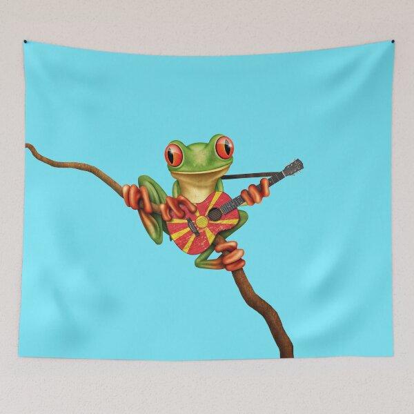 Item preview, Tree Frog Playing Macedonian Flag Guitar designed and sold by JeffBartels.