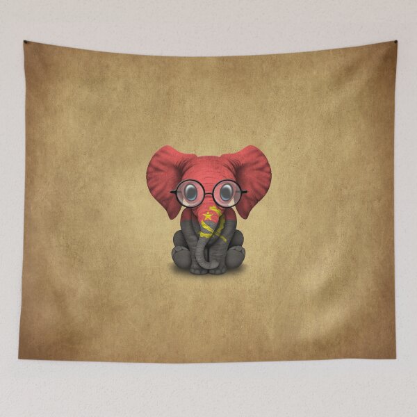 Item preview, Baby Elephant with Glasses and Angolan Flag designed and sold by JeffBartels.