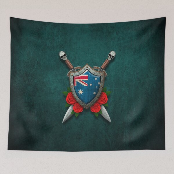 Item preview, Australian Flag on a Worn Shield and Crossed Swords designed and sold by JeffBartels.