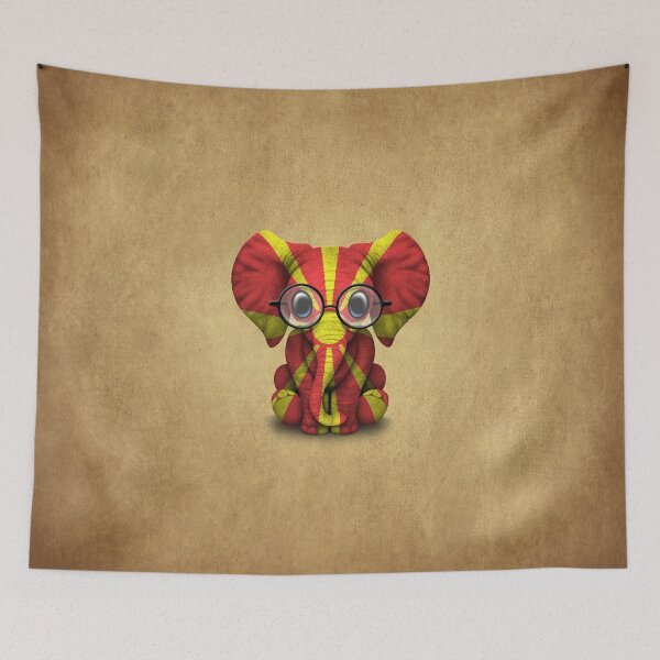Item preview, Baby Elephant with Glasses and Macedonian Flag designed and sold by JeffBartels.