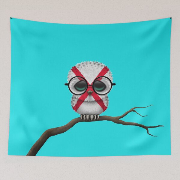 Item preview, Nerdy Northern Ireland Baby Owl on a Branch designed and sold by JeffBartels.