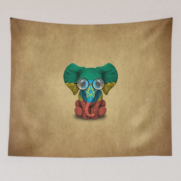 Item preview, Baby Elephant with Glasses and Ethiopian Flag designed and sold by JeffBartels.