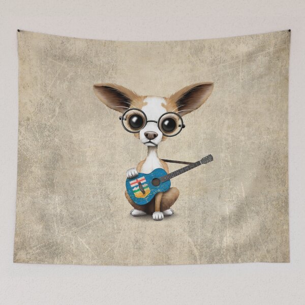 Item preview, Cute Chihuahua Playing Alberta Flag Guitar designed and sold by JeffBartels.