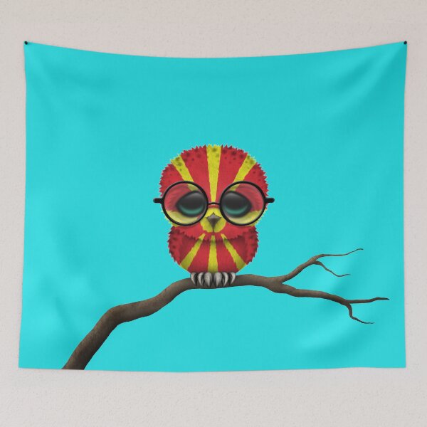 Item preview, Nerdy Macedonian Baby Owl on a Branch designed and sold by JeffBartels.