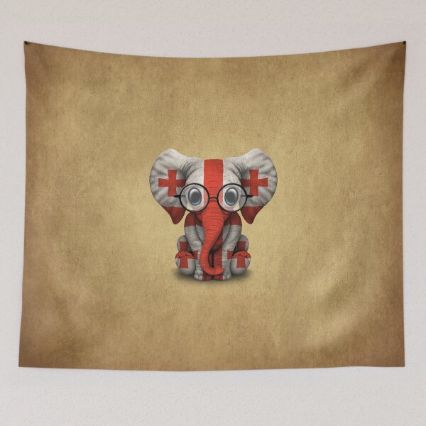 Item preview, Baby Elephant with Glasses and Georgian Flag designed and sold by JeffBartels.
