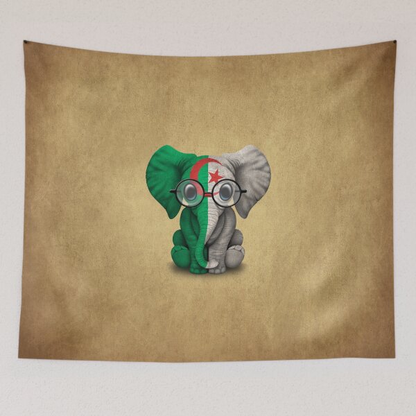 Item preview, Baby Elephant with Glasses and Algerian Flag designed and sold by JeffBartels.