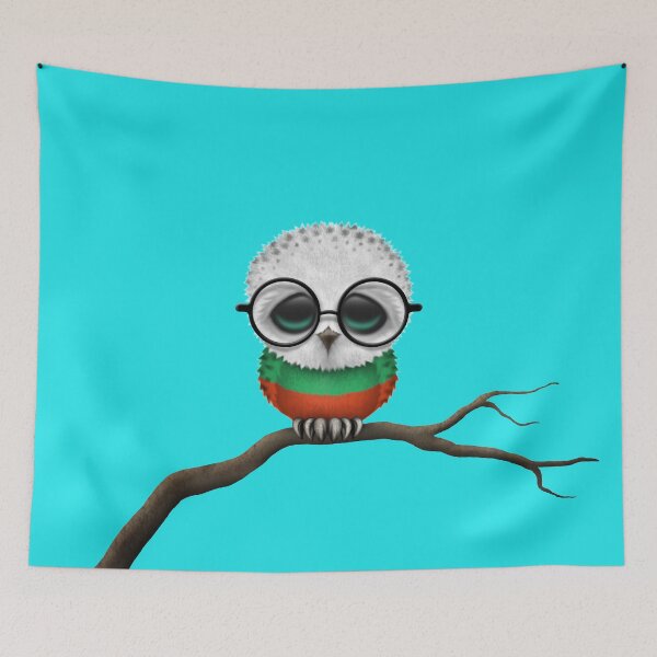 Item preview, Nerdy Bulgarian Baby Owl on a Branch designed and sold by JeffBartels.