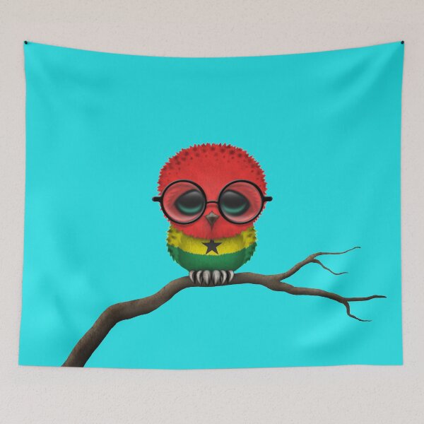 Item preview, Nerdy Ghana Baby Owl on a Branch designed and sold by JeffBartels.