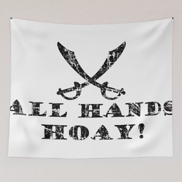 Item preview, All Hands Hoay - Pirate Quote Vintage Black designed and sold by theshirtshops.