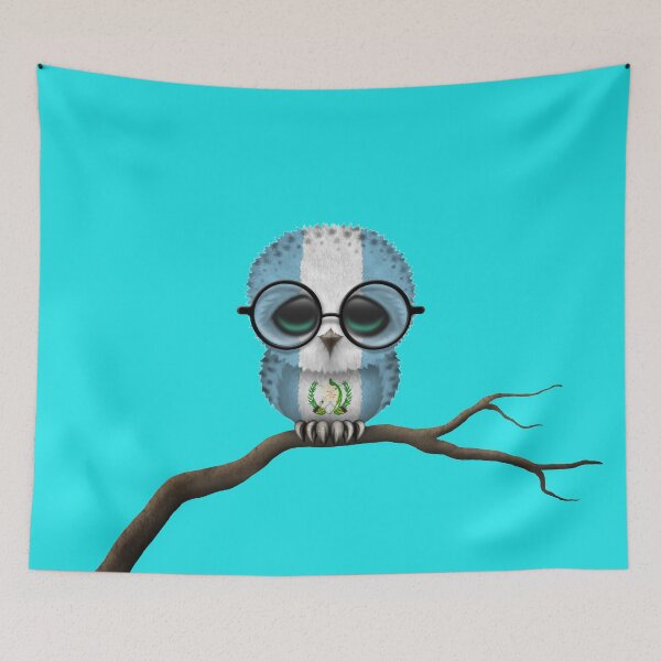Item preview, Nerdy Guatemalan Baby Owl on a Branch designed and sold by JeffBartels.