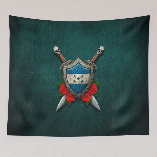 Item preview, Honduras Flag on a Worn Shield and Crossed Swords designed and sold by JeffBartels.
