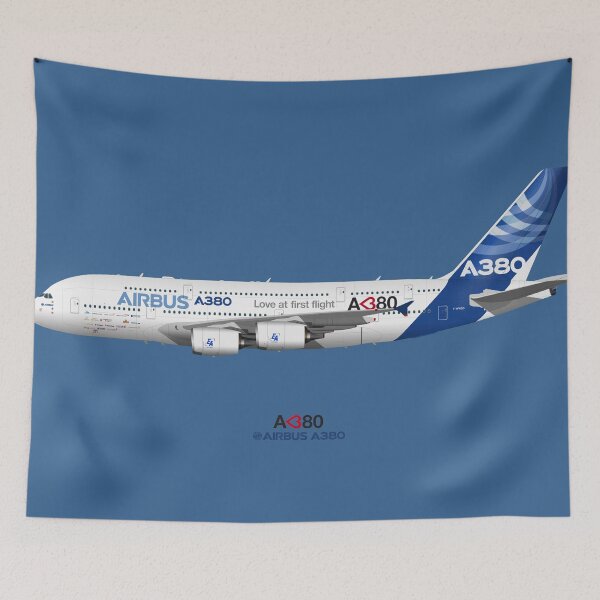Item preview, Illustration of Airbus A380 "Love at First Flight" - Blue Version designed and sold by Steve H Clark.