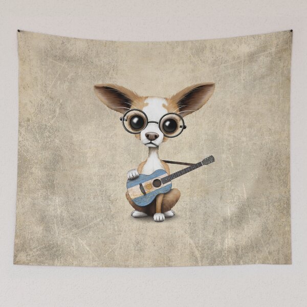 Item preview, Cute Chihuahua Playing Argentine Flag Guitar designed and sold by JeffBartels.
