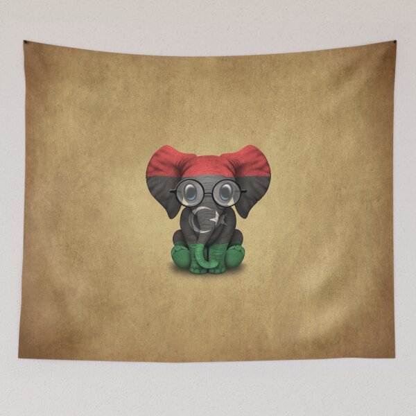 Item preview, Baby Elephant with Glasses and Libyan Flag designed and sold by JeffBartels.