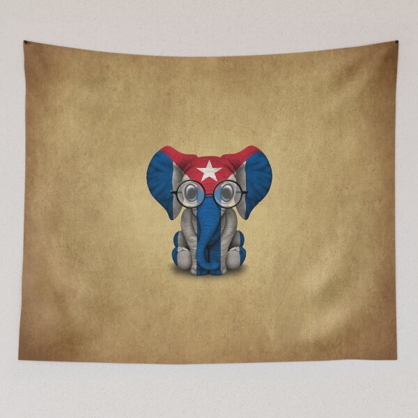 Item preview, Baby Elephant with Glasses and Cuban Flag designed and sold by JeffBartels.