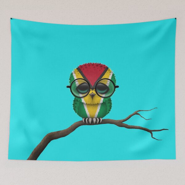 Item preview, Nerdy Guyanese Baby Owl on a Branch designed and sold by JeffBartels.