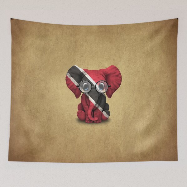 Item preview, Baby Elephant with Glasses and Trinidadian Flag designed and sold by JeffBartels.