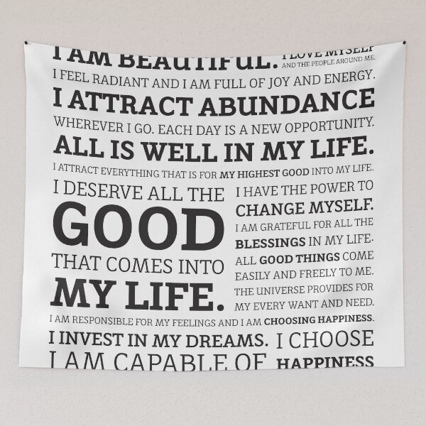 Item preview, Positive Affirmations (Black on White/Grey) designed and sold by worldpeas.