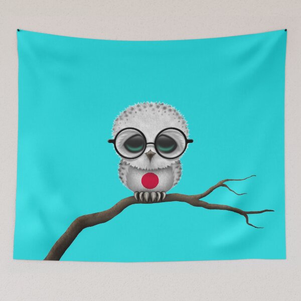 Item preview, Nerdy Japanese Baby Owl on a Branch designed and sold by JeffBartels.