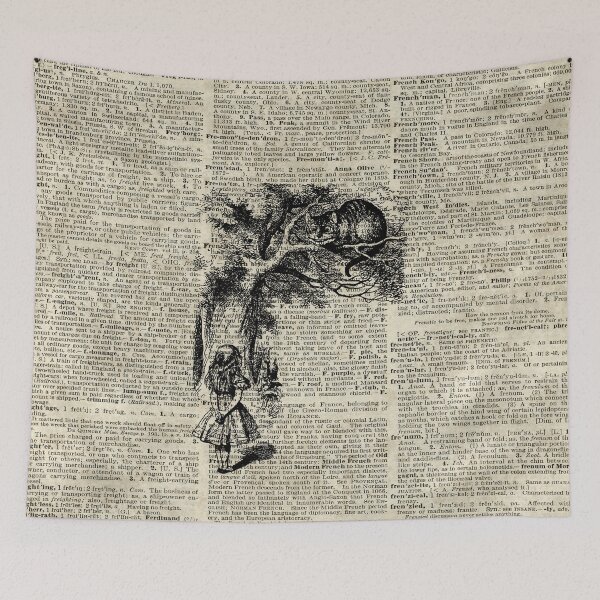 Item preview, Alice With Cheshire Cat,Alice In Wonderland,Vintage Dictionary Art designed and sold by DictionaryArt.