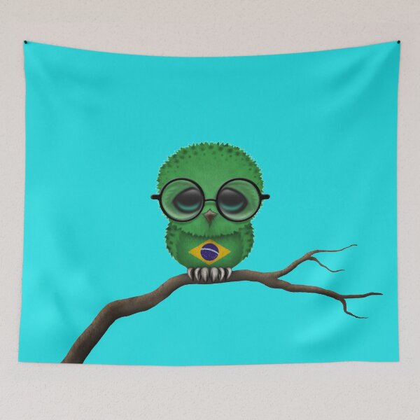 Item preview, Nerdy Brazilian Baby Owl on a Branch designed and sold by JeffBartels.