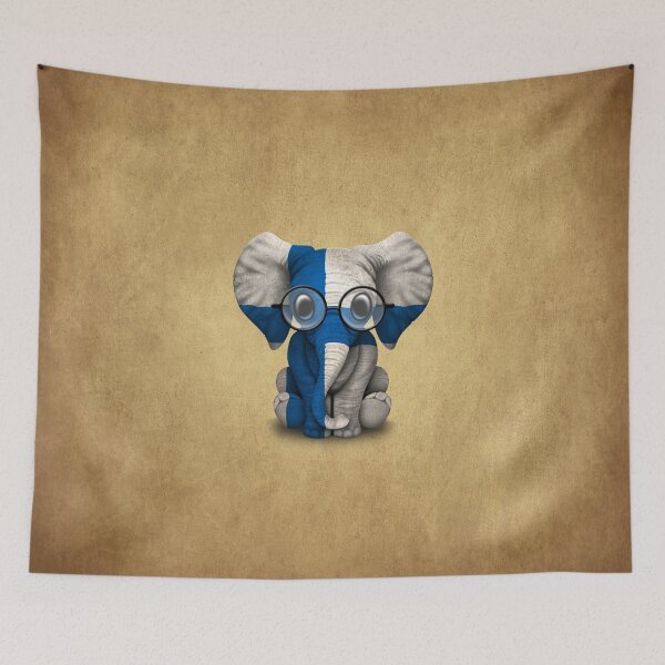 Item preview, Baby Elephant with Glasses and Finnish Flag designed and sold by JeffBartels.