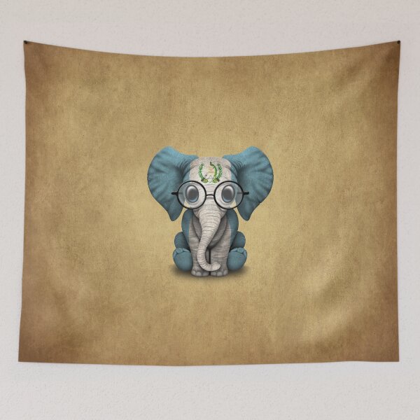 Item preview, Baby Elephant with Glasses and Guatemalan Flag designed and sold by JeffBartels.