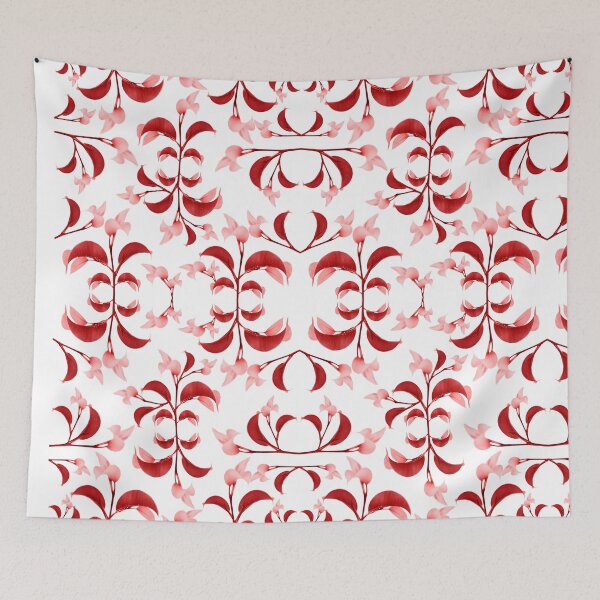 Item preview, Floral Print Modern Pattern in Red and White Tones designed and sold by DFLC Prints.