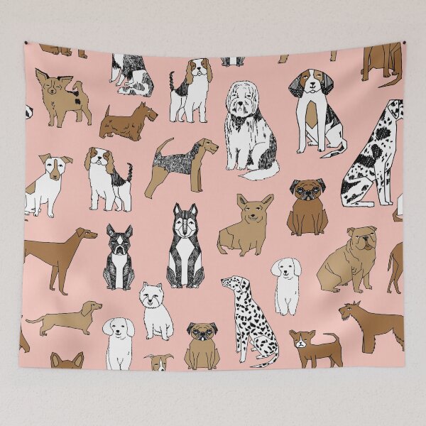 Item preview, Dogs Dogs Dogs - Pink Background designed and sold by Andrea Lauren.
