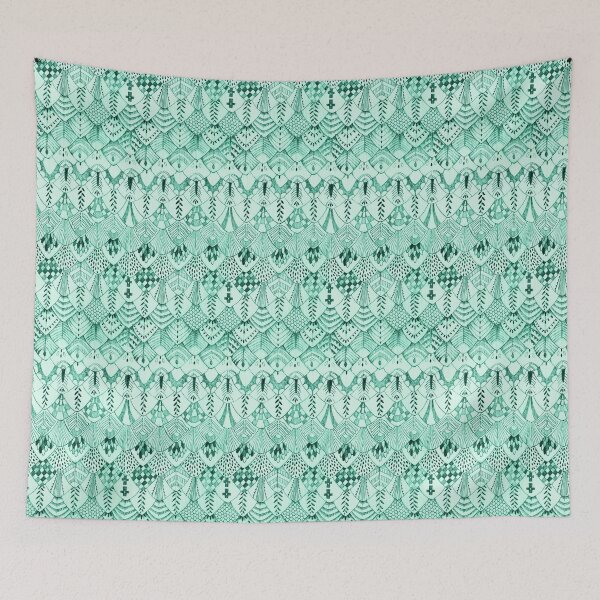 Item preview, Owl Feathers in Mint designed and sold by ThistleandFox.