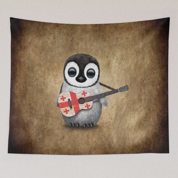 Item preview, Baby Penguin Playing Georgian Flag Guitar designed and sold by JeffBartels.