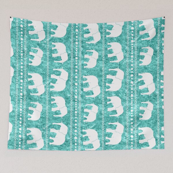 Item preview, Elephant tribal turquoise water color designed and sold by dreamingmind.