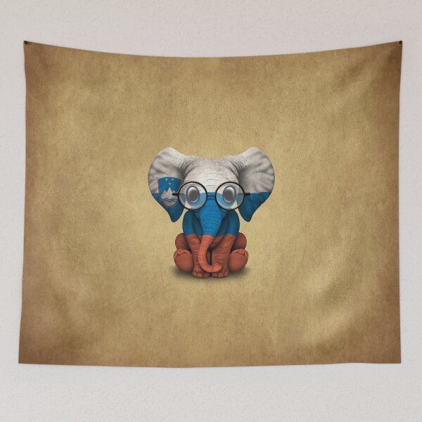 Item preview, Baby Elephant with Glasses and Slovenian Flag designed and sold by JeffBartels.