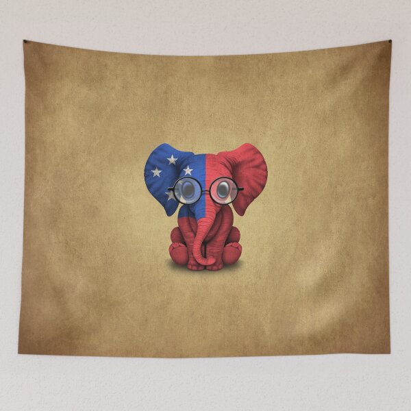 Item preview, Baby Elephant with Glasses and Samoan Flag designed and sold by JeffBartels.