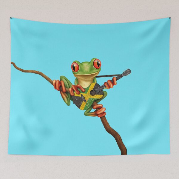 Item preview, Tree Frog Playing Jamaican Flag Guitar designed and sold by JeffBartels.