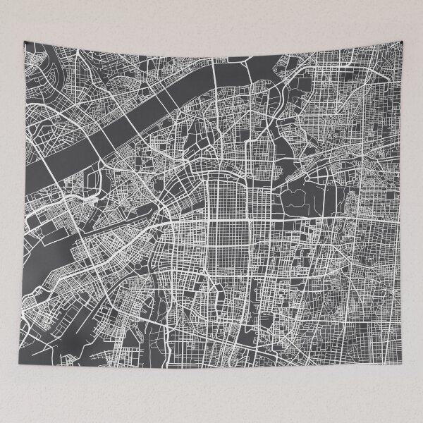 Item preview, Osaka Map, Japan - Gray designed and sold by MainStreetMaps.